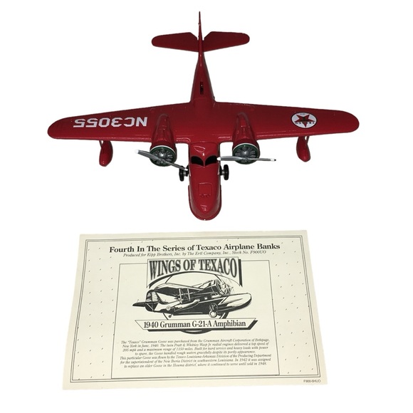 VINTAGE Wings of Texaco 1940 GRUMMAN GOOSE 4th Series Die Cast Coin Bank PLANE - Picture 2 of 16